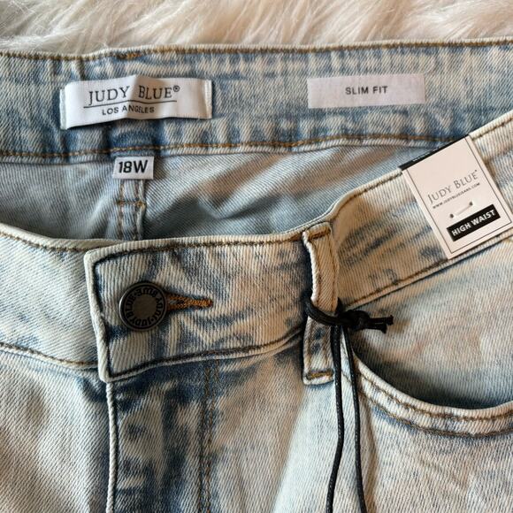 Judy Blue Jeans Women 18W Blue Denim Ultra Acid Wash Slim Fit High Waist NWT - Picture 7 of 11